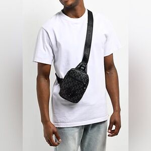 True Religion Horseshoe Monogram Stylish Black Sling Crossbody Bag